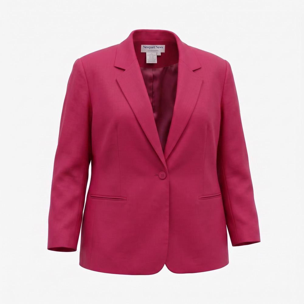 Newport News Blazer 24W Pink Linen Blend Single Button Classic Office Core